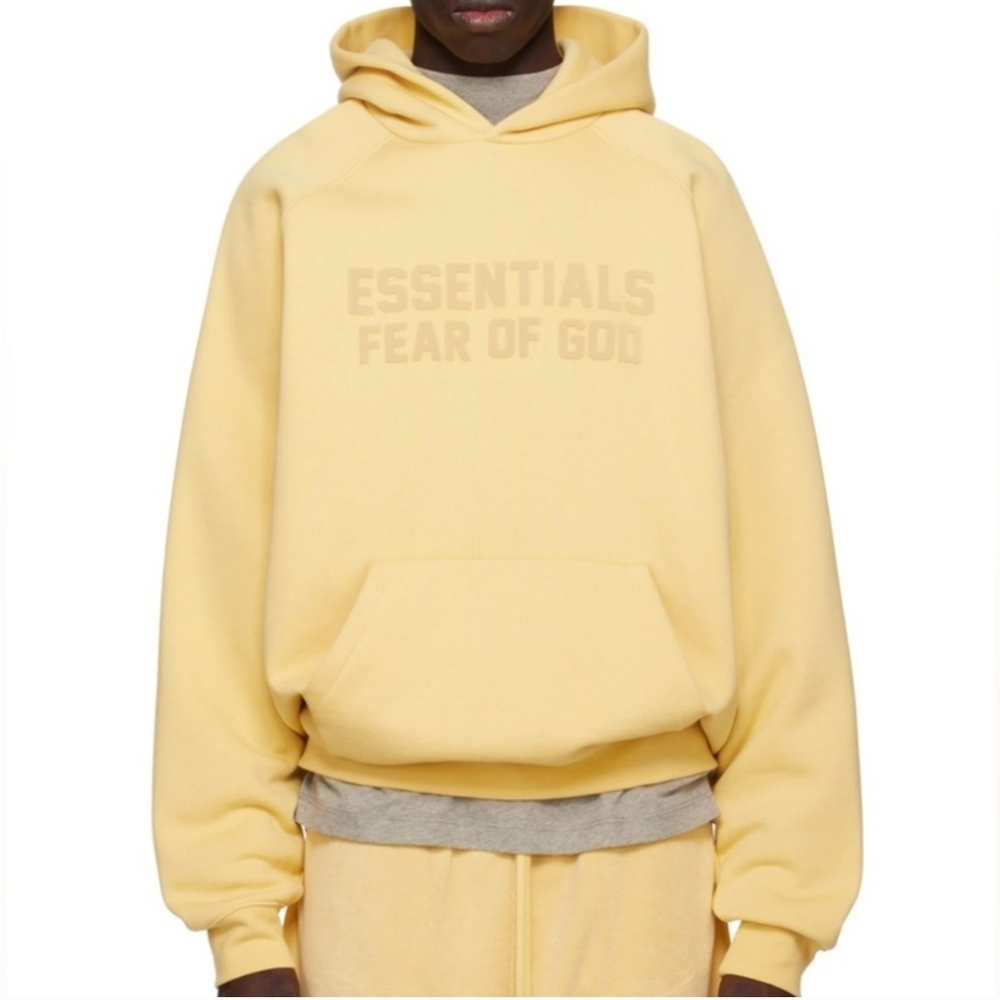 ESSENTIALS Fear Of God Mens Hoodie Sz XL Light Tuscan Yellow Excellent Condition